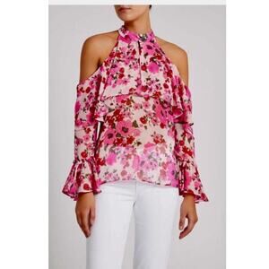 Misa Los Angeles Cold Shoulder Floral Blouse.
